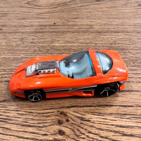 Vintage Hot Wheels Mega Graphics Orange Die-Cast Car Chrome Engine Clear Windows - Picture 1 of 4